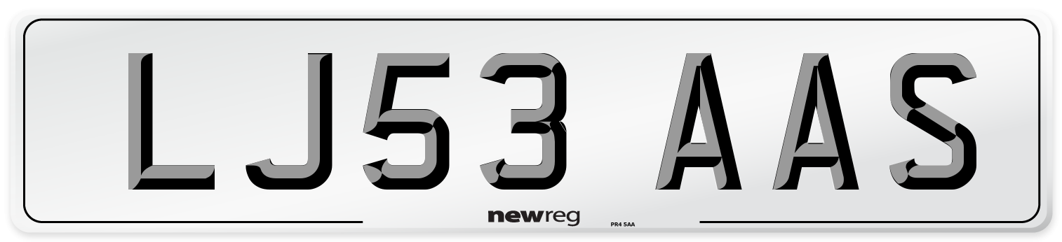 LJ53 AAS Number Plate from New Reg